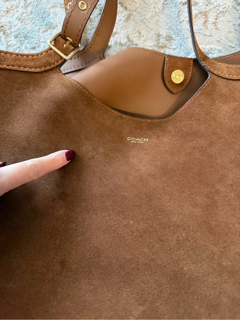 Coach Gramercy Warm Brown Suede Tote Bag - Picture 2 of 14